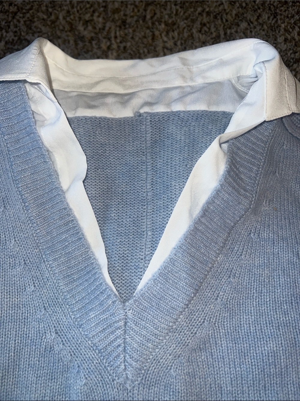 NEW Brochu Walker The Looker Layered V-Neck Wool Cashmere Sweater Skye Blue - Picture 15 of 16